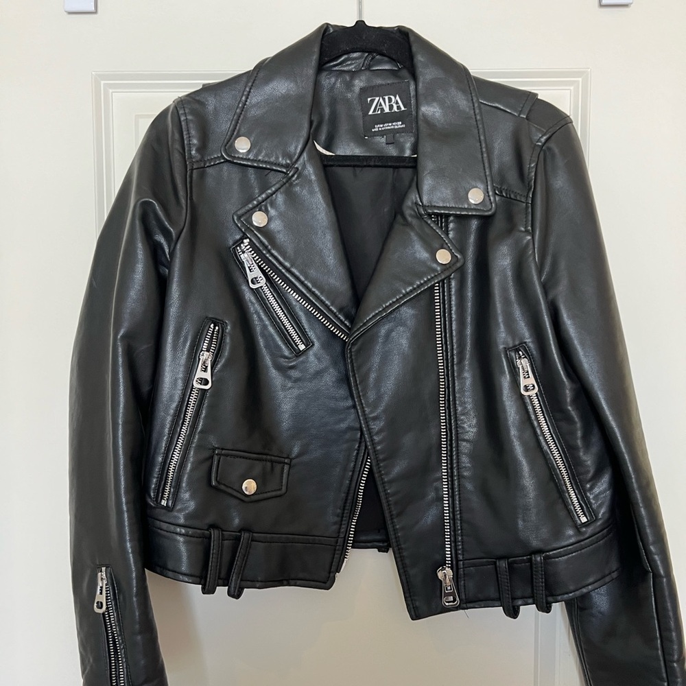 Zara Black Leather Moto Jacket